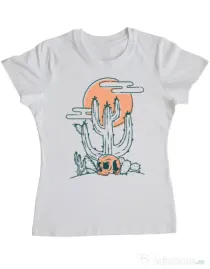 Tricou ADLER dama Skull and Cactus Alb