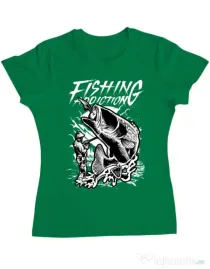 Tricou ADLER dama Fishing addiction Verde mediu