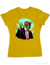 Tricou ADLER dama Make zombies great again Galben
