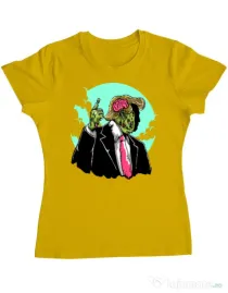 Tricou ADLER dama Make zombies great again Galben