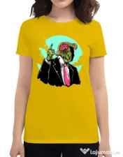 Tricou ADLER dama Make zombies great again Galben