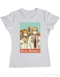 Tricou ADLER dama Real heroes Alb