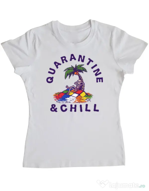 Tricou ADLER dama Rubik island Alb