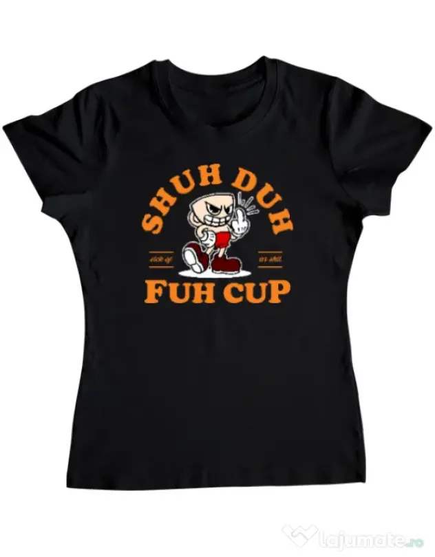 Tricou ADLER dama Shut the fuh cup Negru