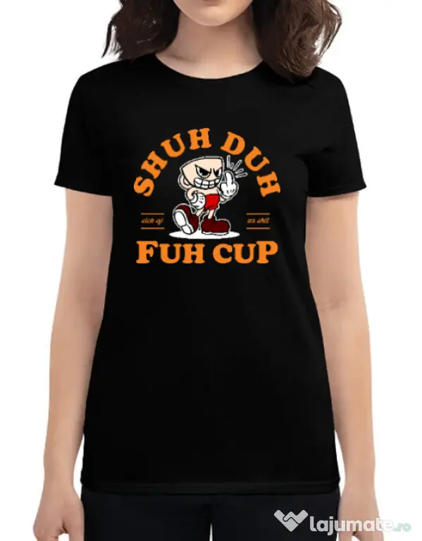 Tricou ADLER dama Shut the fuh cup Negru
