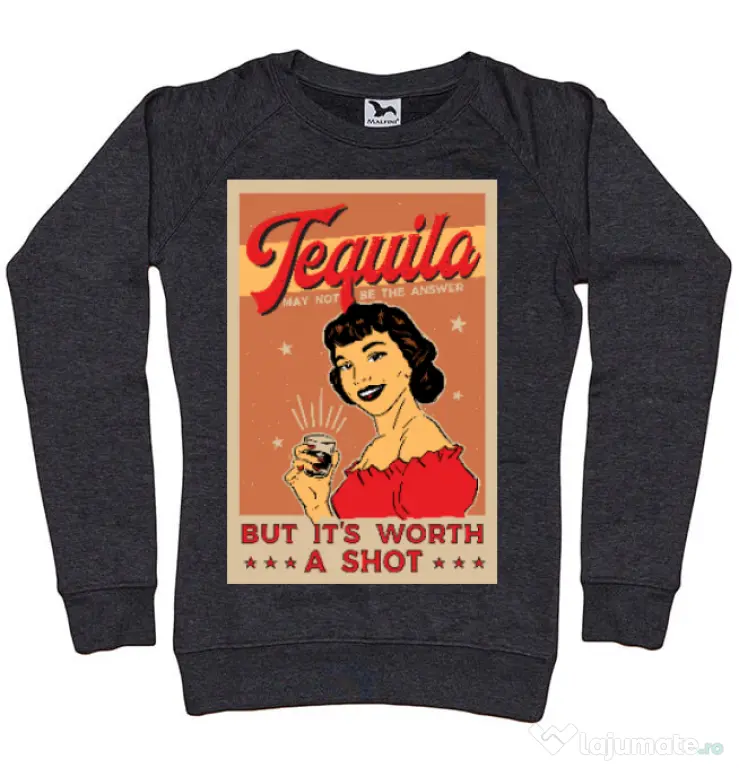 Bluza ADLER dama Worth a shot Negru melanj