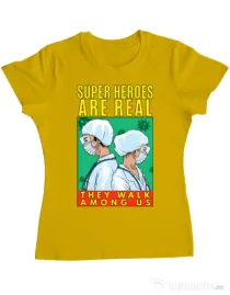 Tricou ADLER dama Real super heroes Galben