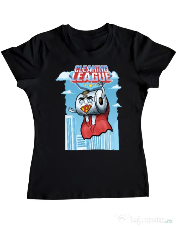 Tricou ADLER dama Cleaning league toilet paper Negru