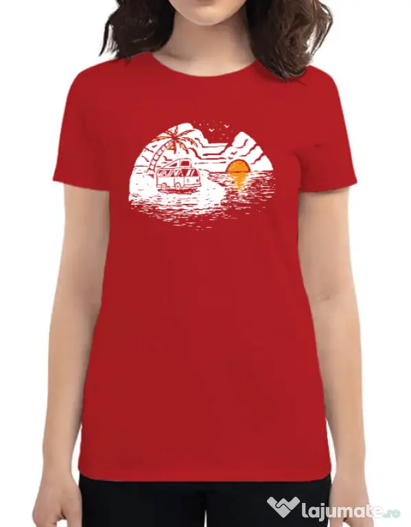 Tricou ADLER dama Van beach Rosu