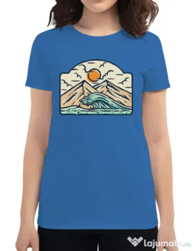 Tricou ADLER dama Mountain and wave Albastru azuriu