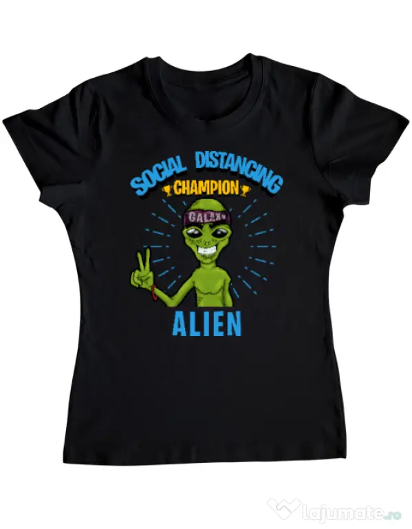 Tricou ADLER dama Social distancing Negru