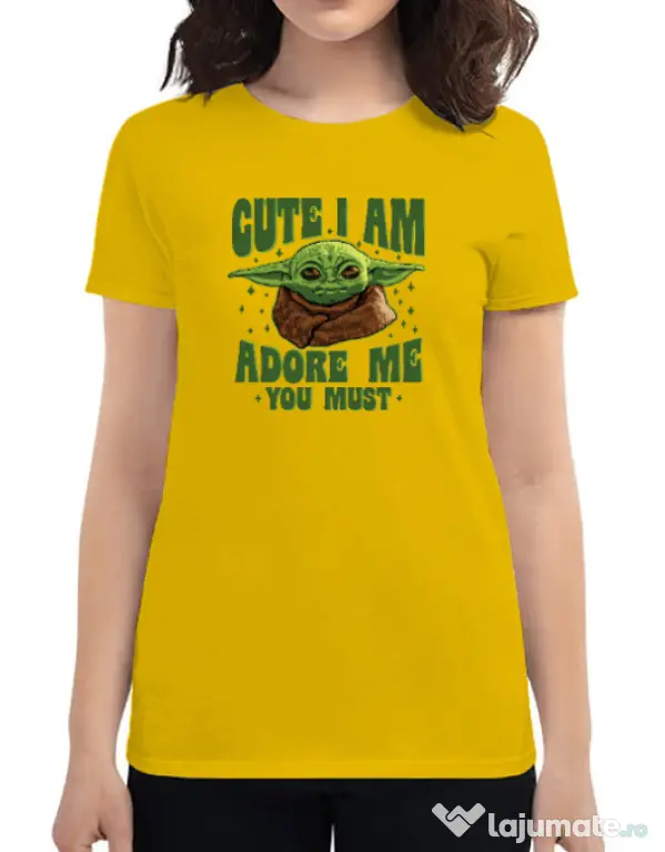 Tricou ADLER dama Cute I am Galben