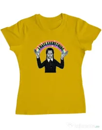 Tricou ADLER dama I hate everything Galben