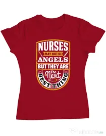 Tricou ADLER dama Angel nurses Rosu
