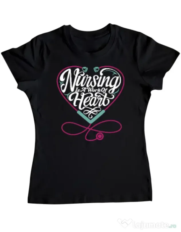 Tricou ADLER dama Work of heart Negru