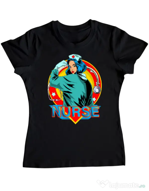 Tricou ADLER dama Strong nurse Negru