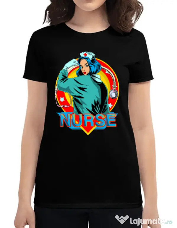 Tricou ADLER dama Strong nurse Negru