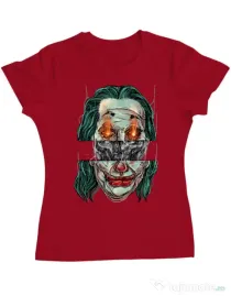 Tricou ADLER dama Joker skull Rosu