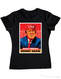 Tricou ADLER dama Make America regret again Negru
