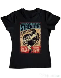 Tricou ADLER dama Health and strength Negru