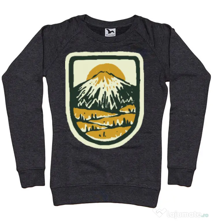 Bluza ADLER dama Hand drawn mountains Negru melanj