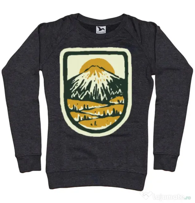 Bluza ADLER dama Hand drawn mountains Negru melanj