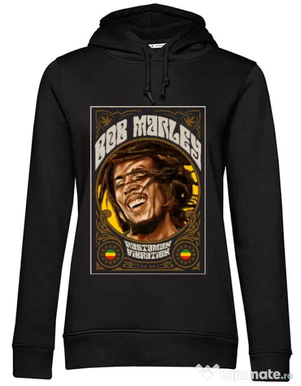 Hoodie dama cu gluga Rasta man Negru