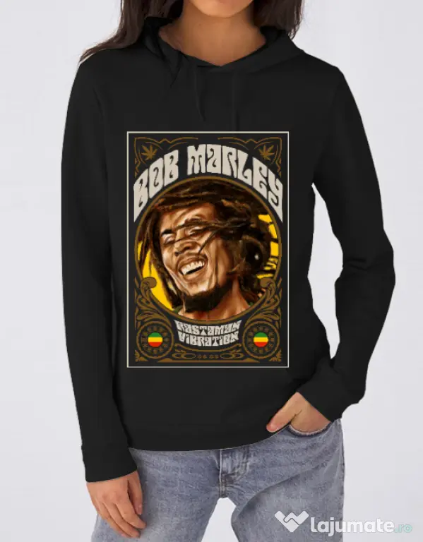 Hoodie dama cu gluga Rasta man Negru