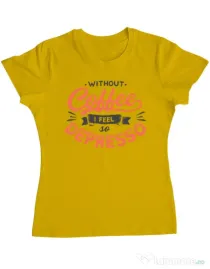 Tricou ADLER dama Without coffee Galben