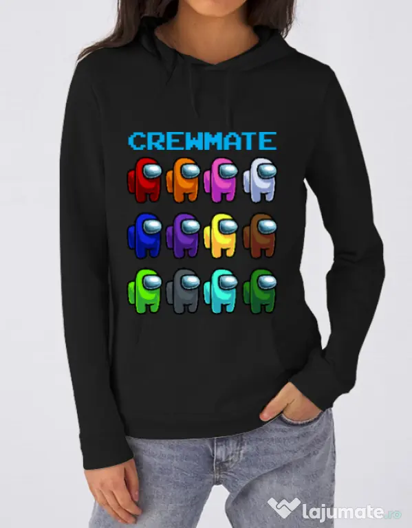 Hoodie dama cu gluga Crewmate Negru