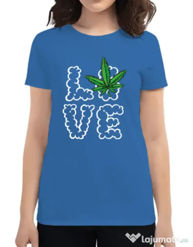 Tricou ADLER dama Love weed Albastru azuriu