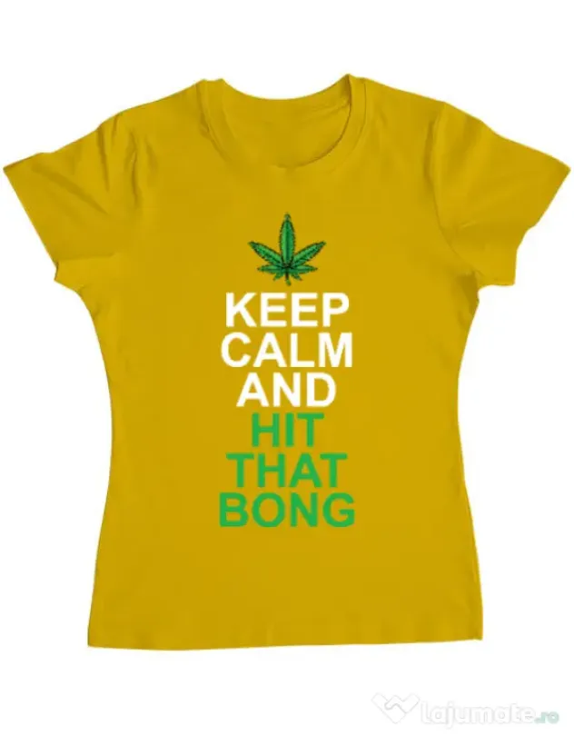 Tricou ADLER dama Hit that bong Galben