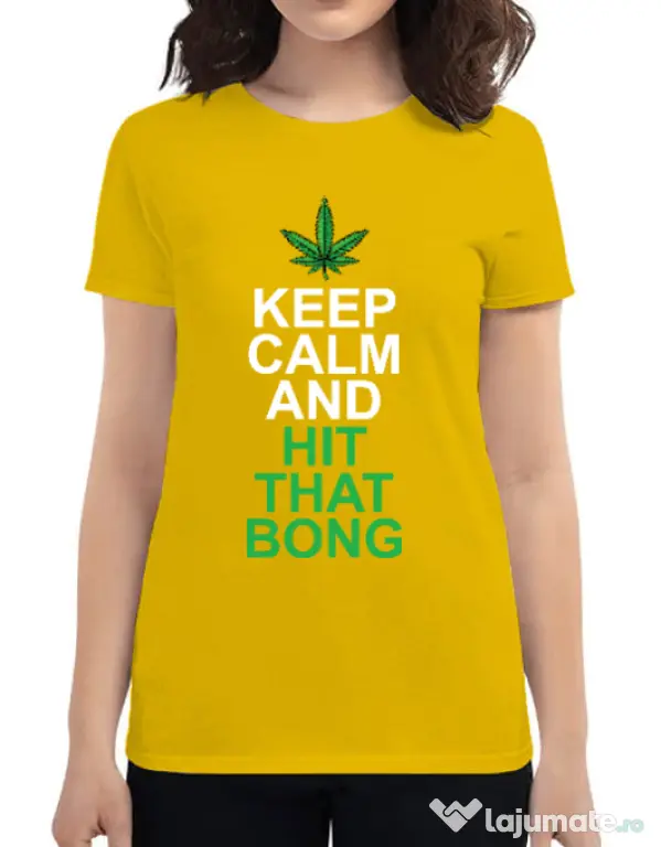 Tricou ADLER dama Hit that bong Galben