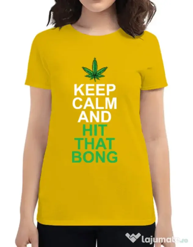 Tricou ADLER dama Hit that bong Galben