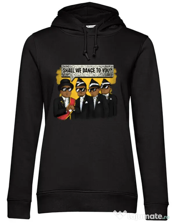 Hoodie dama cu gluga Dance meme Negru