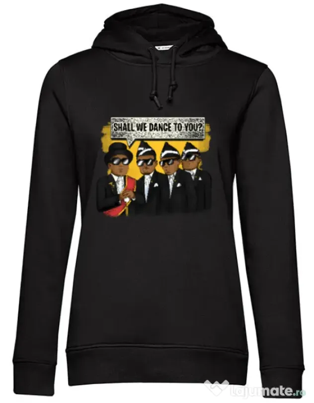 Hoodie dama cu gluga Dance meme Negru
