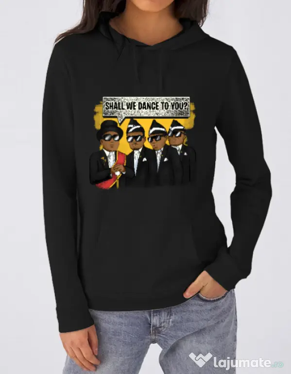 Hoodie dama cu gluga Dance meme Negru