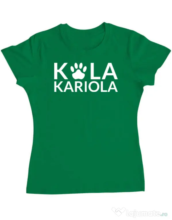 Tricou personalizat dama Logo Kola Alb Verde mediu