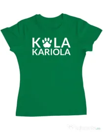 Tricou personalizat dama Logo Kola Alb Verde mediu