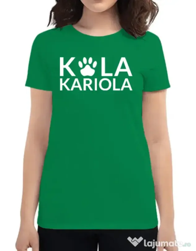 Tricou personalizat dama Logo Kola Alb Verde mediu