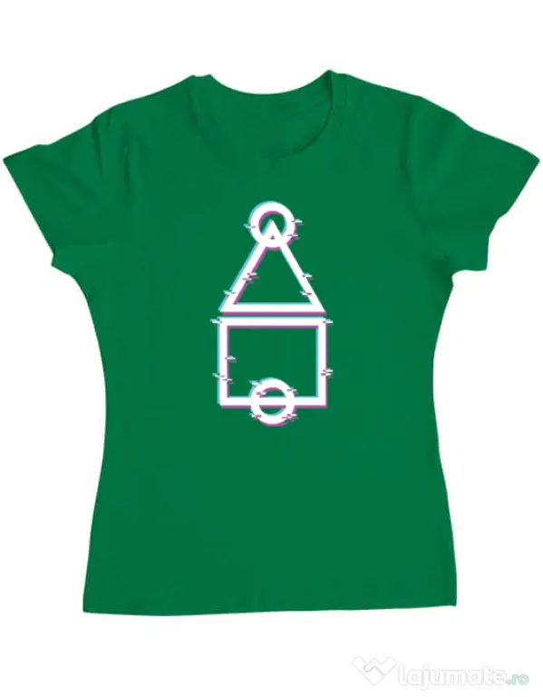 Tricou personalizat dama Glitch Squid Game Verde mediu