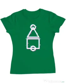 Tricou personalizat dama Glitch Squid Game Verde mediu