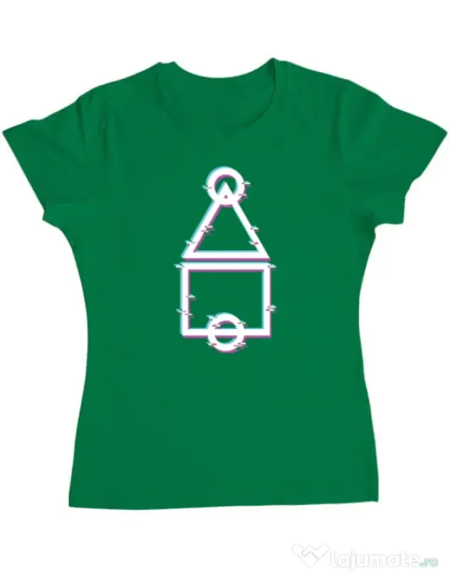 Tricou personalizat dama Glitch Squid Game Verde mediu