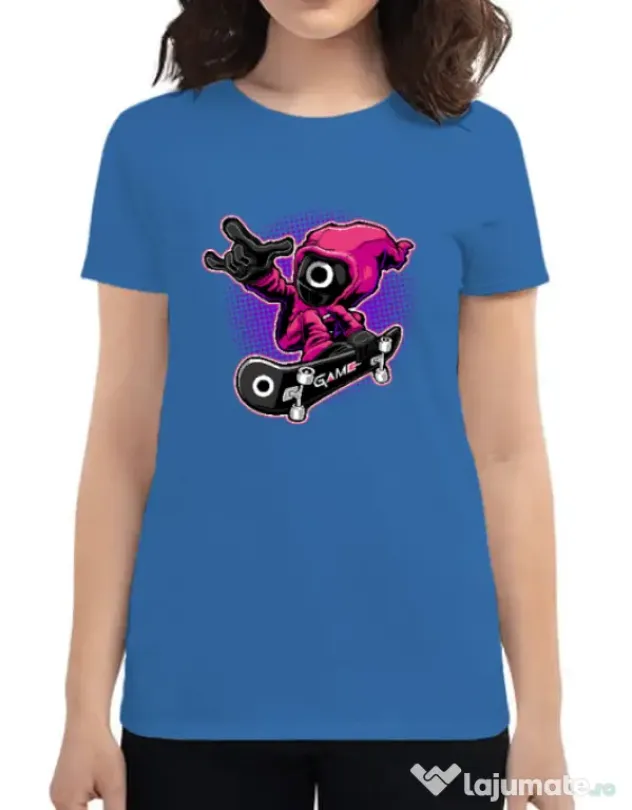 Tricou personalizat dama Squid Boy Albastru azuriu