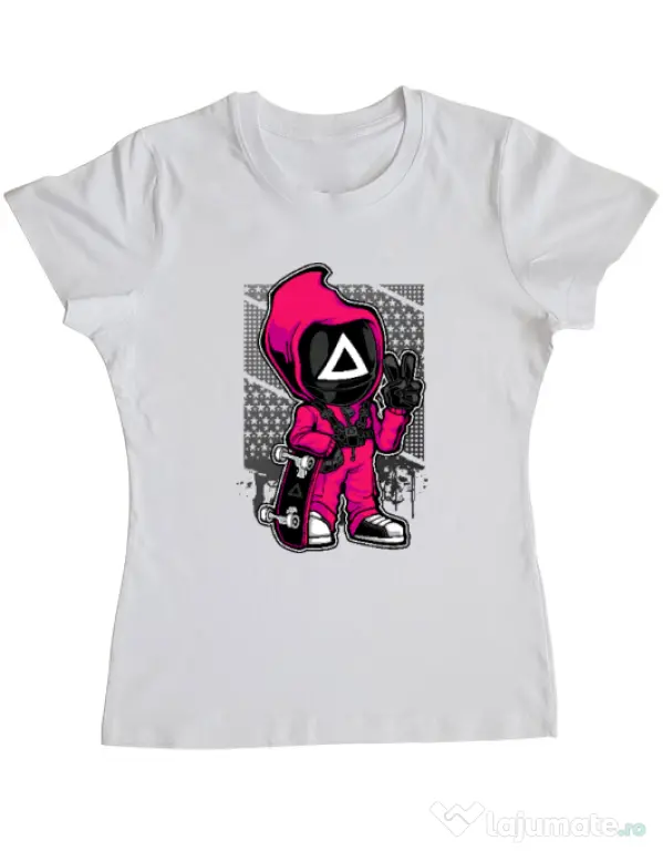 Tricou personalizat dama Squid Game 4 Alb