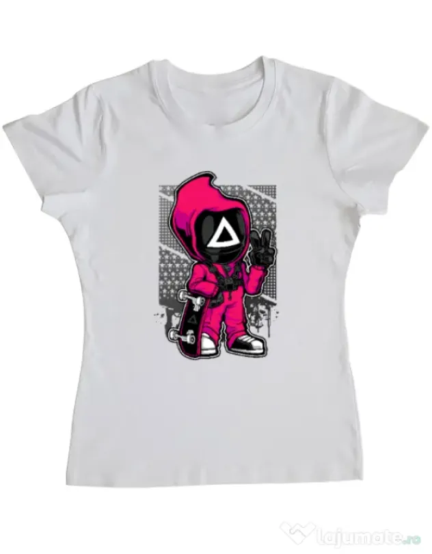 Tricou personalizat dama Squid Game 4 Alb