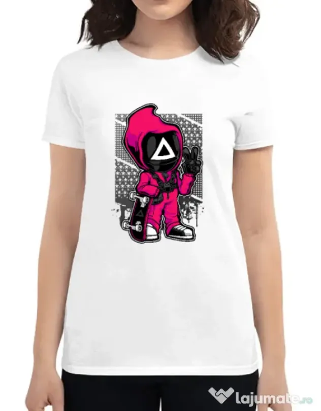 Tricou personalizat dama Squid Game 4 Alb