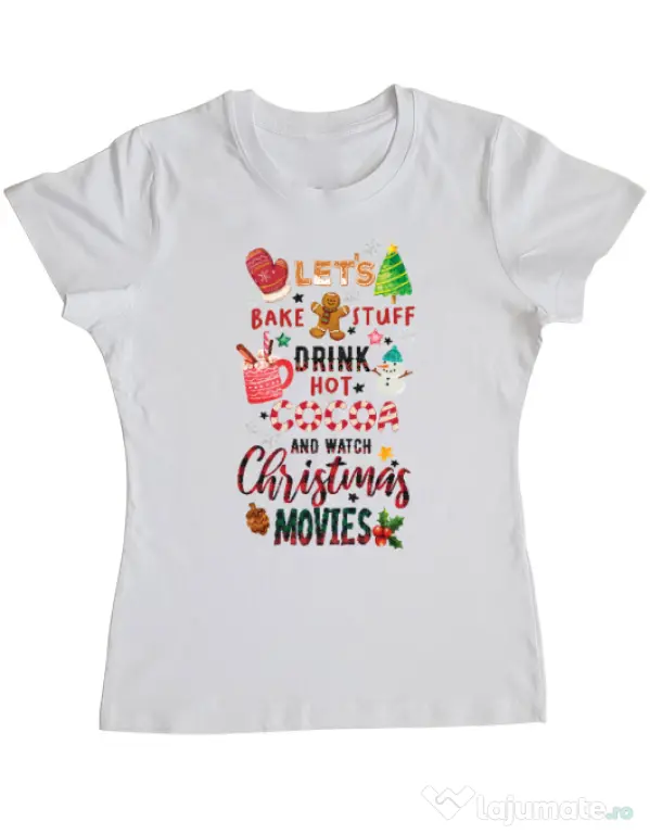 Tricou personalizat dama Christmas Vibes Alb