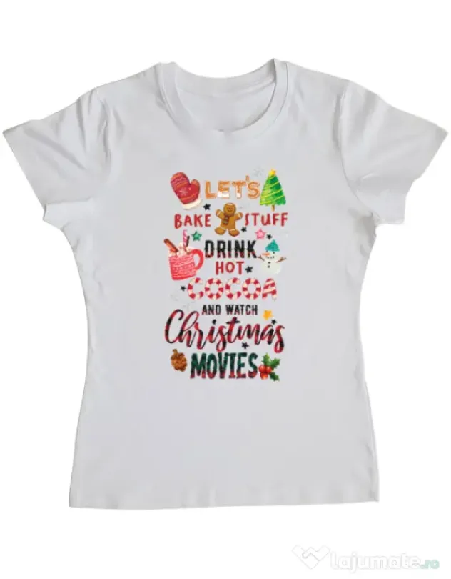 Tricou personalizat dama Christmas Vibes Alb