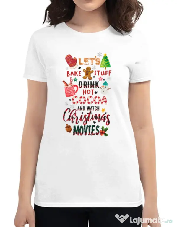 Tricou personalizat dama Christmas Vibes Alb